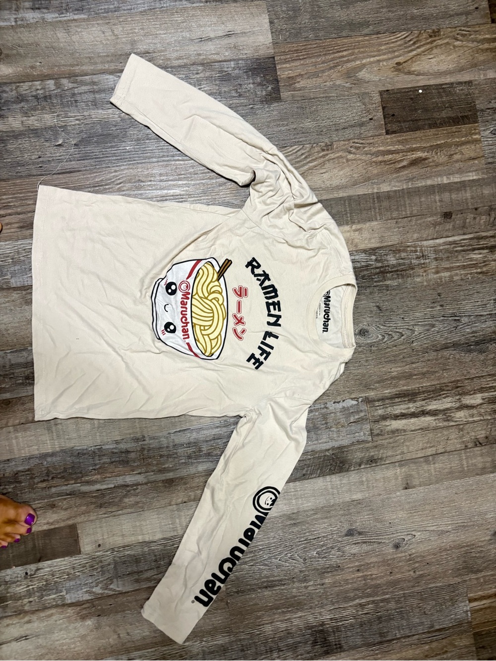 Ramen Life Cream Long-Sleeve Kids Top